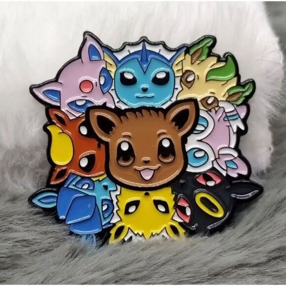 Pokemon Prismatic Eeveelution VMAX Enamel Pin – Chibi Eevee & Evolutions Pin - Picture 2 of 4